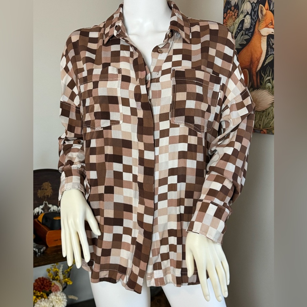 The Buckle Gilded Intent Boyfriend Button Down Collard Shirt Size Small